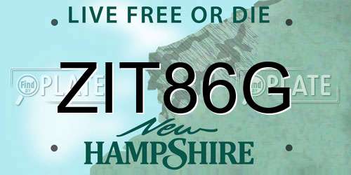 ZIT86G New Hampshire License Plate