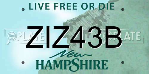 ZIZ43B New Hampshire License Plate