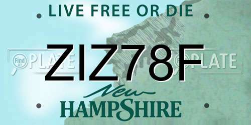 ZIZ78F New Hampshire License Plate