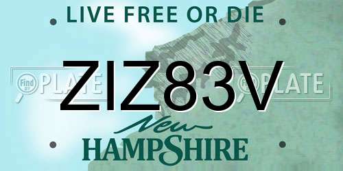ZIZ83V New Hampshire License Plate