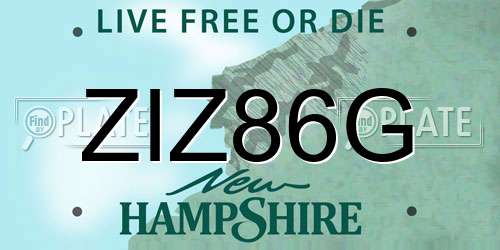 ZIZ86G New Hampshire License Plate