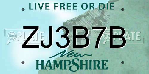 ZJ3B7B New Hampshire License Plate