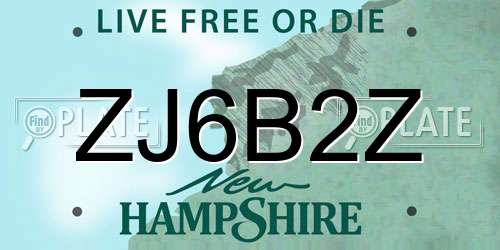 ZJ6B2Z New Hampshire License Plate