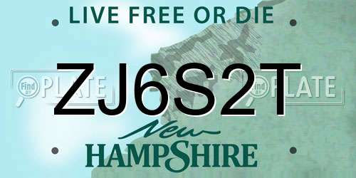 ZJ6S2T New Hampshire License Plate