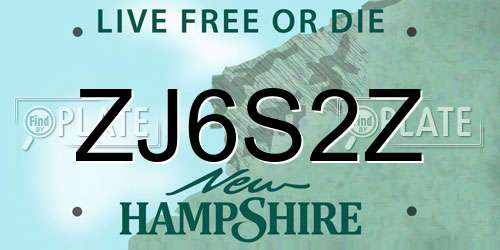 ZJ6S2Z New Hampshire License Plate