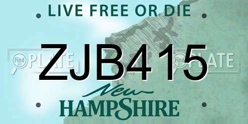 ZJB415 New Hampshire License Plate