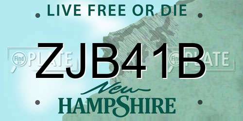 ZJB41B New Hampshire License Plate