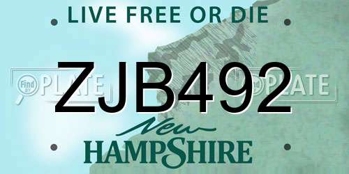 ZJB492 New Hampshire License Plate