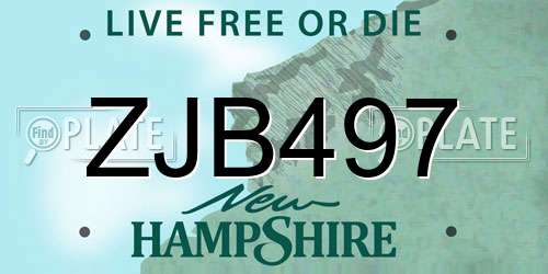 ZJB497 New Hampshire License Plate