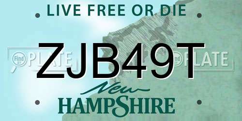 ZJB49T New Hampshire License Plate