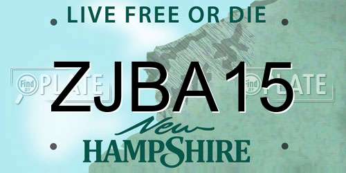 ZJBA15 New Hampshire License Plate