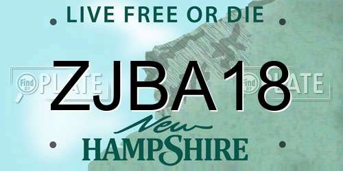 ZJBA18 New Hampshire License Plate
