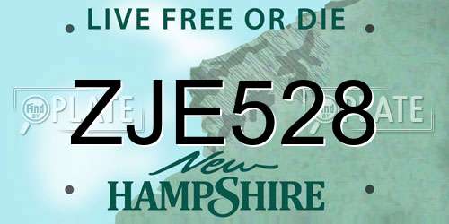 ZJE528 New Hampshire License Plate