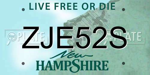 ZJE52S New Hampshire License Plate