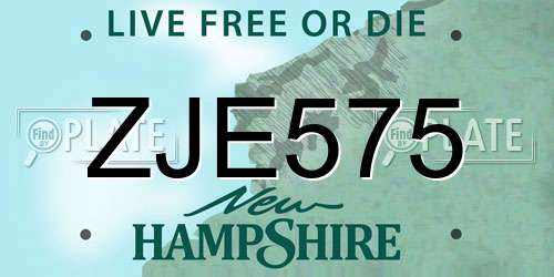 ZJE575 New Hampshire License Plate