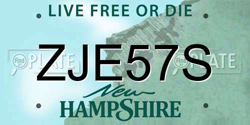 ZJE57S New Hampshire License Plate