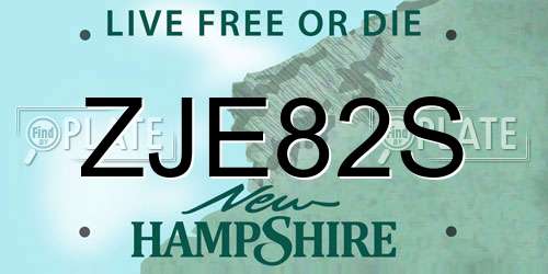 ZJE82S New Hampshire License Plate