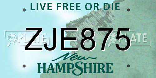 ZJE875 New Hampshire License Plate