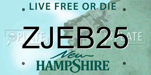 ZJEB25 New Hampshire License Plate