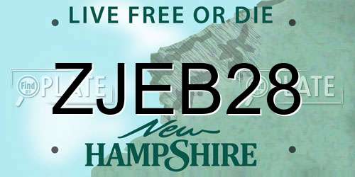 ZJEB28 New Hampshire License Plate