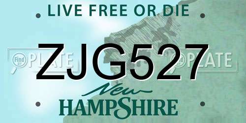ZJG527 New Hampshire License Plate