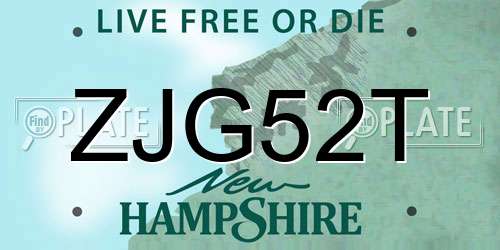 ZJG52T New Hampshire License Plate