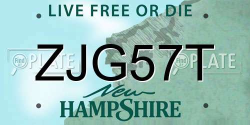 ZJG57T New Hampshire License Plate