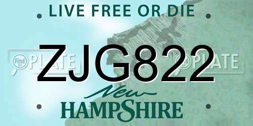 ZJG822 New Hampshire License Plate