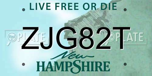 ZJG82T New Hampshire License Plate