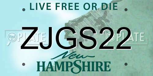 ZJGS22 New Hampshire License Plate