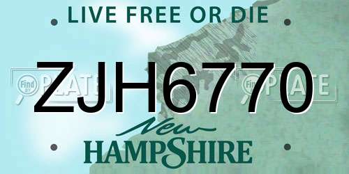 ZJH6770 New Hampshire License Plate