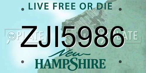 ZJI5986 New Hampshire License Plate