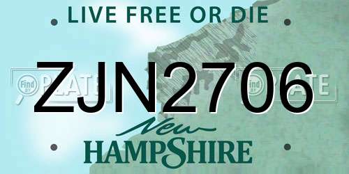 ZJN2706 New Hampshire License Plate