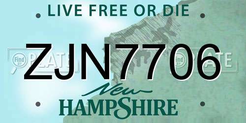 ZJN7706 New Hampshire License Plate