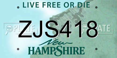 ZJS418 New Hampshire License Plate