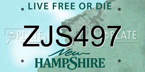 ZJS497 New Hampshire License Plate
