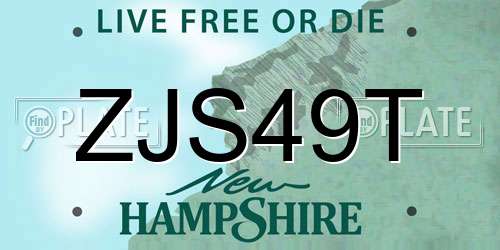 ZJS49T New Hampshire License Plate