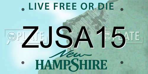 ZJSA15 New Hampshire License Plate