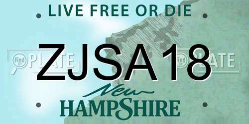 ZJSA18 New Hampshire License Plate