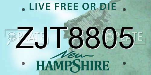 ZJT8805 New Hampshire License Plate