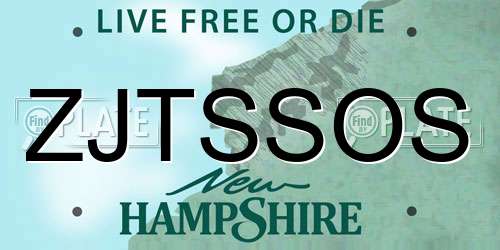 ZJTSSOS New Hampshire License Plate