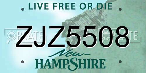 ZJZ5508 New Hampshire License Plate