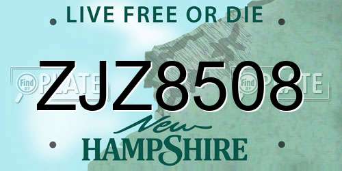 ZJZ8508 New Hampshire License Plate
