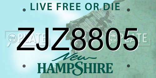 ZJZ8805 New Hampshire License Plate
