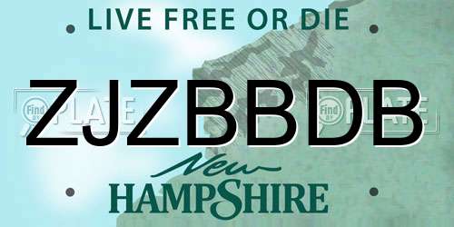 ZJZBBDB New Hampshire License Plate