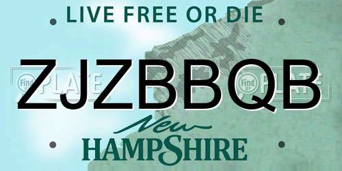 ZJZBBQB New Hampshire License Plate