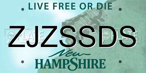 ZJZSSDS New Hampshire License Plate