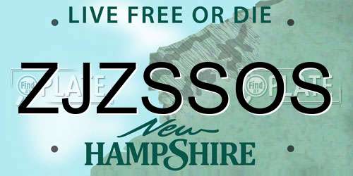 ZJZSSOS New Hampshire License Plate