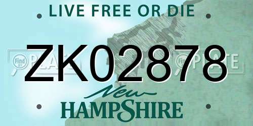 ZK02878 New Hampshire License Plate