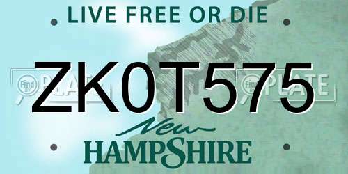 ZK0T575 New Hampshire License Plate
